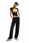 Desigual Flowy Cargo Trousers In Black