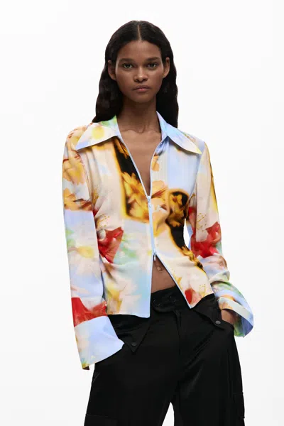 Desigual Flowy Floral Shirt In Yellow