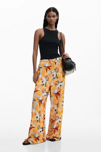 Desigual Flowy Floral Trousers In Multi
