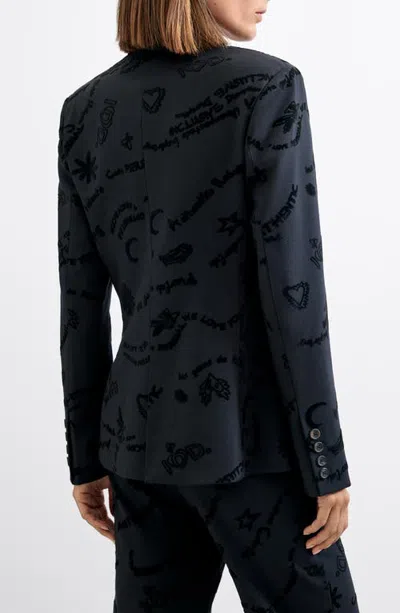 Desigual Fluid Knit Blazer In Blue