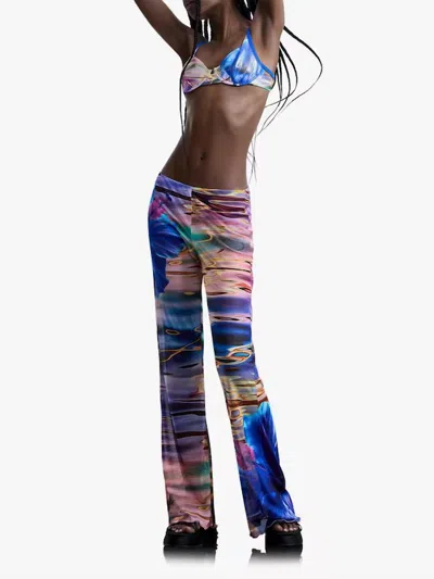 Desigual Fluid Water Print Trousers In Multicolor