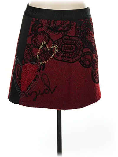 Pre-owned Desigual Formal Skirt In Burgundy