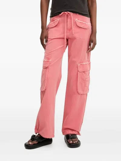 Desigual Frayed Cargo-pocket Trousers In Pink