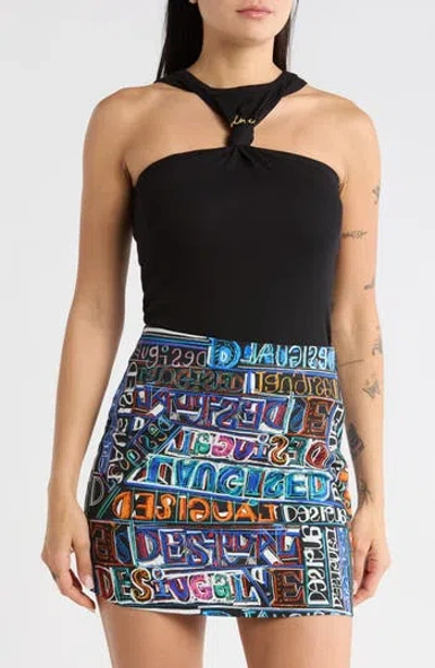 Desigual Front Twist Tank In Black