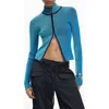 Desigual Front Zip Rib Jacket In Blue
