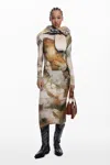 Desigual Funnel Neck Dress In Brown