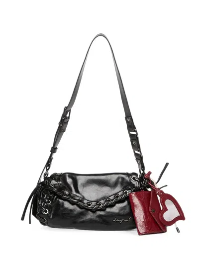 Desigual Galaxy Lace-up Logo-plaque Shoulder Bag In Black