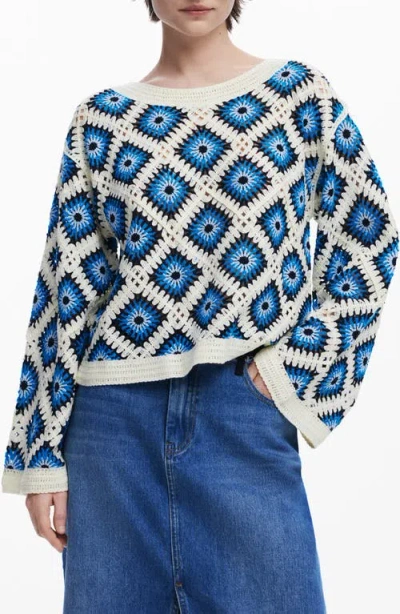 DESIGUAL DESIGUAL GEO OPEN KNIT SWEATER