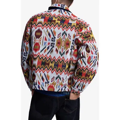 Desigual Geometric Jacquard Jacket In Off White