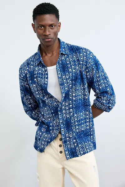 Desigual Geometric Print Shirt In Blue