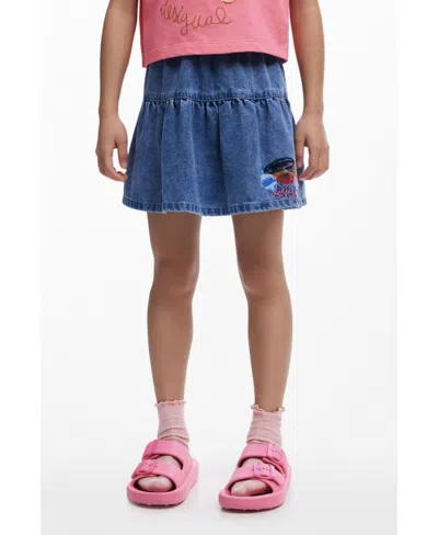Desigual Kids' Girls's Cherry Denim Miniskirt In Blue