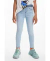 Desigual Girls's Denim Leggings Logo In Medium Blue