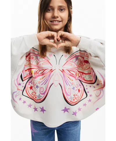 Desigual Kids' Girls Girls's Butterfly Sweatshirt In Light Beige