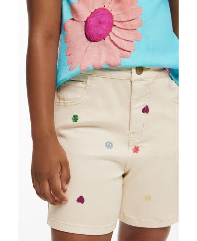 Desigual Kids' Girls Girls's Denim Shorts In Light Beige