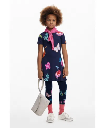 Desigual Kids' Girls Girls's Fruit Skater Dress In Blue
