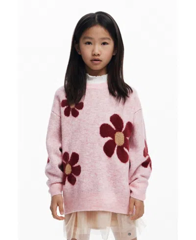 Desigual Kids' Girls Girls's Large Floral Sweater In Neutral