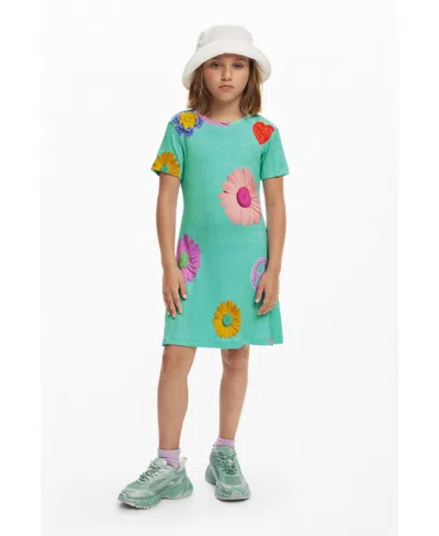Desigual Kids' Girls Girls's Printed Short Dress In Turquoise