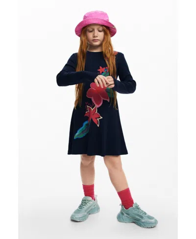 Desigual Kids' Girls Girls's Short Floral Dress In Blue