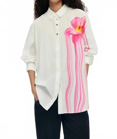 Desigual Gloss Flower Shirt In Multicolor In White