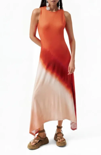 Desigual Gradient Asymmetric Hem Midi Dress In Multi
