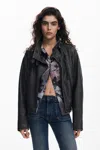 Desigual Gradient Faux Leather Biker In Black