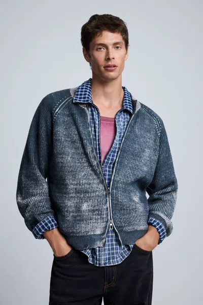 Desigual Gradient Jacquard Jacket In Gray