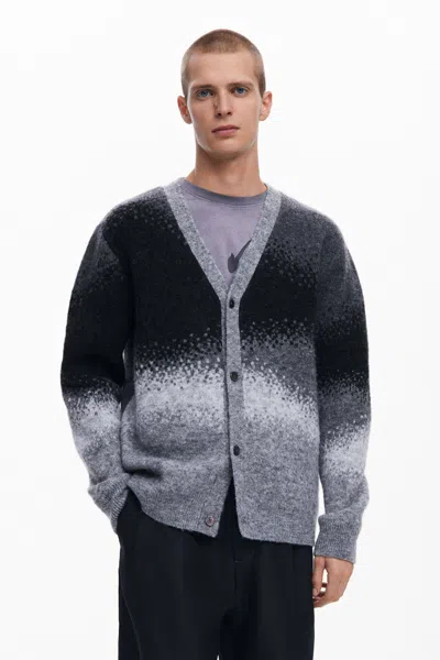 Desigual Gradient Knit Cardigan In Black