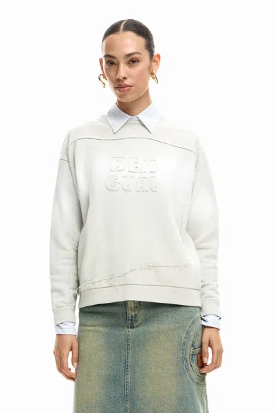 Desigual Gradient Logo Sweatshirt In White