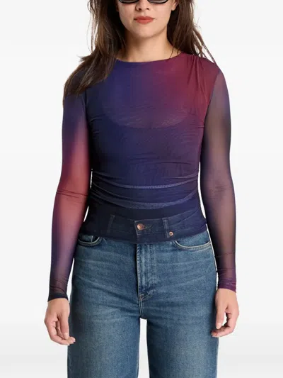 Desigual Gradient Mesh Top In Blue