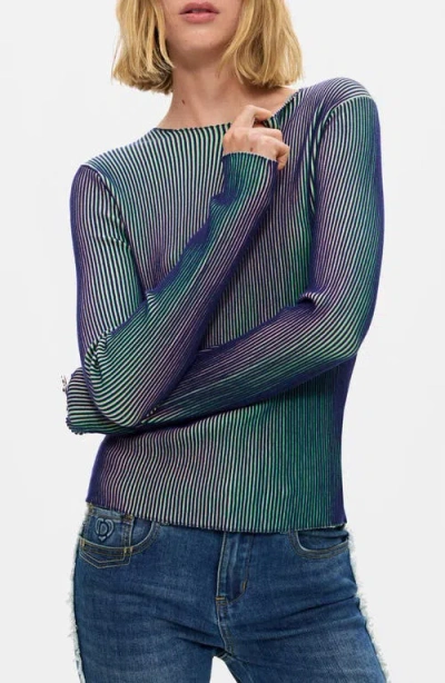Desigual Gradient Rib Sweater In Blue