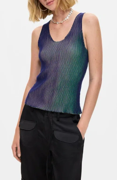 Desigual Gradient Rib Tank In Blue