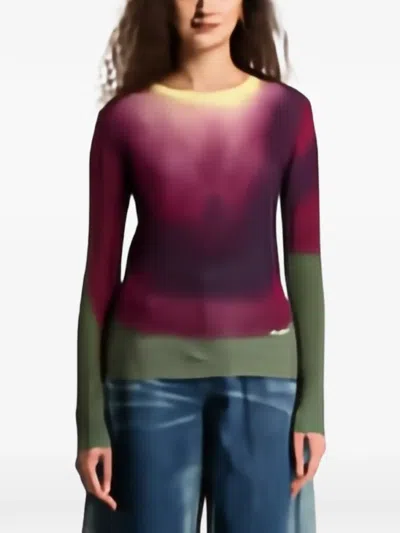 Desigual Gradient-effect Fine-knit Sweater In Purple