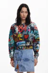 Desigual Graffiti Sweatshirt In Blue