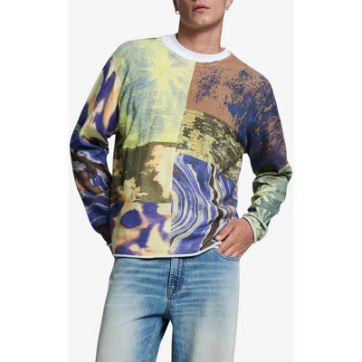Desigual Graphic Cotton Sweatshirt In Military Green