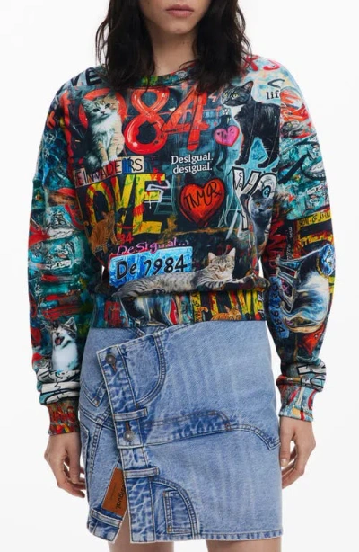 DESIGUAL DESIGUAL GRAPHIC COTTON SWEATSHIRT