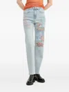 Desigual Graphic-print Jeans In Blue