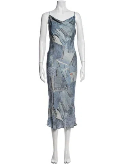 Pre-owned Desigual Graphic Print Midi Length Dress In Blue