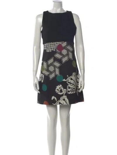 Pre-owned Desigual Graphic Print Mini Dress In Black