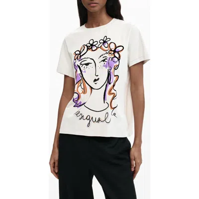 Desigual Graphic T-shirt In White