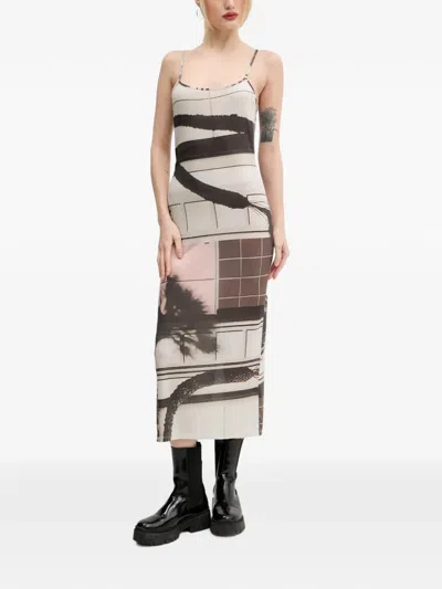 Desigual Graphic-print Midi Dress In Multi