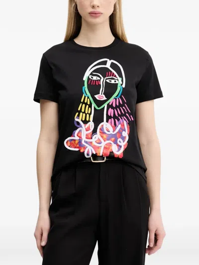 Desigual Graphic-print T-shirt In Black
