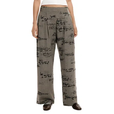 Desigual Check-print Pleated Trousers In Gray