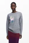 Desigual Gray Scale Sweater In Gray