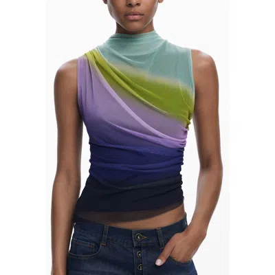 DESIGUAL GREEN POLYESTER TANK TOP