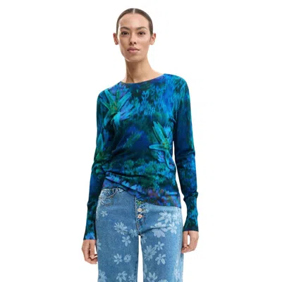 Desigual Green Viscose Sweatshirt In Multi