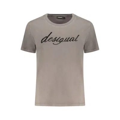 Desigual Grigio Cotton Women T-shirt In Gray