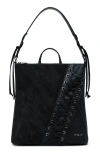 Desigual Grommet Lace-up Faux Leather Backpack In Black