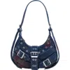 Desigual Grommet Trim Faux Leather Shoulder Bag In Blue