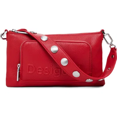 Desigual Half Logo Faux Leather Shoulder Bag In Red