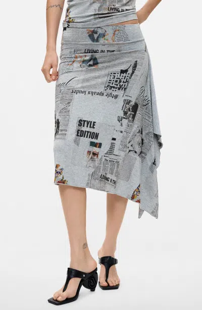 Desigual Handkerchief Hem Skirt In Gray